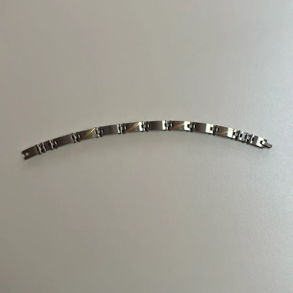 Men’s Stainless Steel / 14k Yellow Gold Link Bracelet